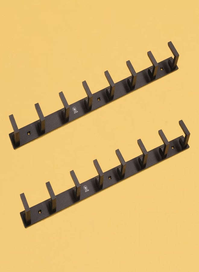 آي ستار خطافات ملابس الحمام من iSTAR ذات 8 دبابيس، خطافات جدارية لغرفة النوم والحمام، خطافات أردية لتعليق المفاتيح والملابس والمناشف، خطافات فولاذية (أسود، عبوة من قطعتين) - Image 1